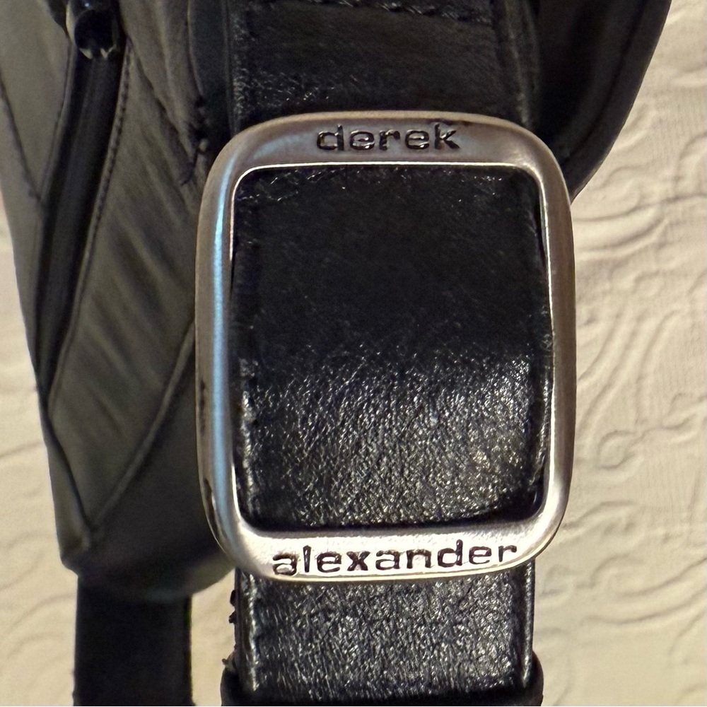 Gently Used Derek Alexander Black Leather Messenger Bag - Picture 4 of 7